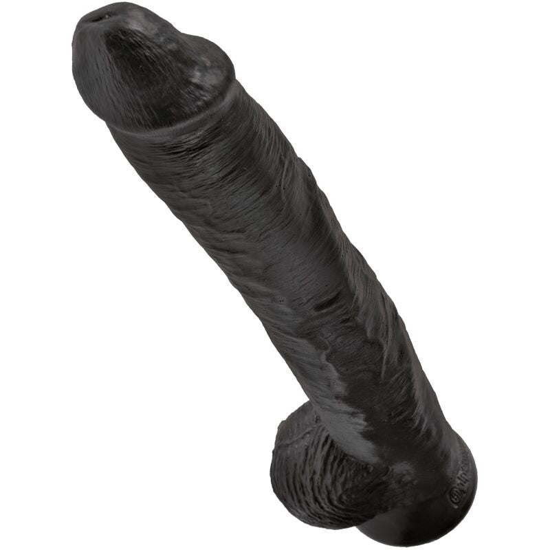 King Cock-  Penis Realist Cu Bile 30,5 Cm Negru