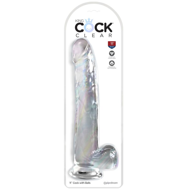 King Cock- Dildo Transparent Cu Testicule 24,8 Cm Transparent