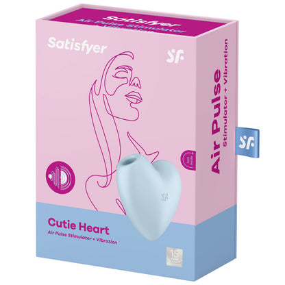 Satisfyer Cutie Heart - Air Pulse and Vibration Stimulator, Soft Silicone, Water Resistant, Blue