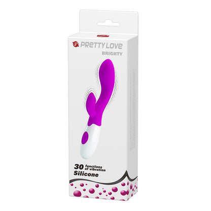 Pretty Love Flirtation - Brigthy Dual Clitoris Stimulation Vibrator, 30 Vibration Modes, 100% Silicone, FDA Approved