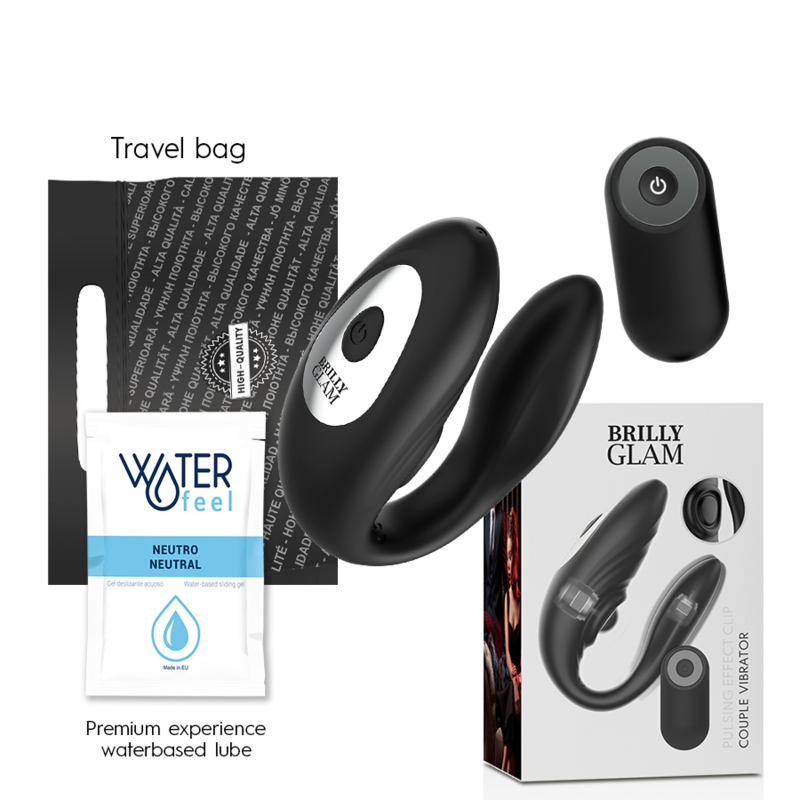 Brilly Glam - Pulse and Vibrate Remote Control for Couple, 7 Vibration and Pulse Modes, Rechargeable, Water Resistant