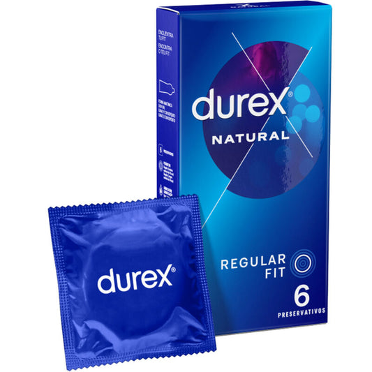 Durex Condoms - Condoms Natural Classic 6 Units, Anatomical Shape, Natural Latex, Electronic Verification, Zeus Flavor