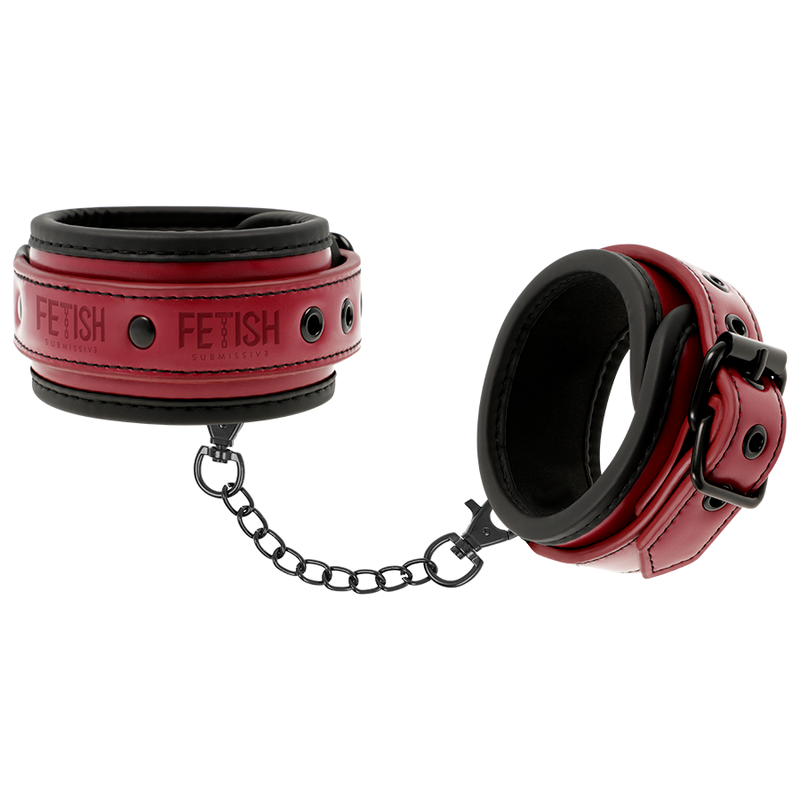 Fetish Submissive Dark Room - Vegan Leather Ankle Cuffs with Neoprene Lining and Nickel Free Metal