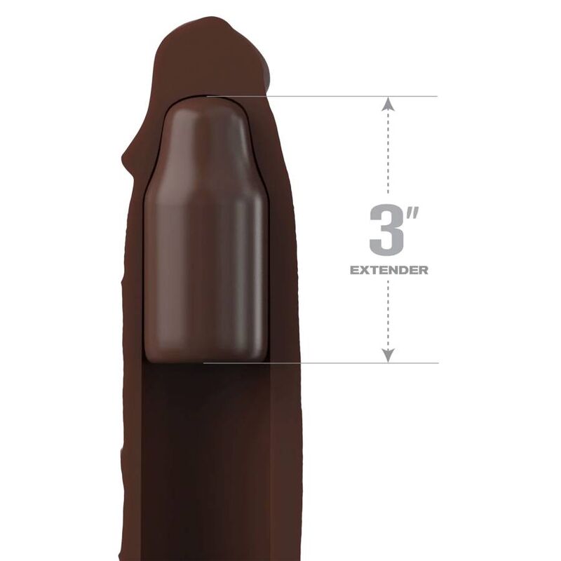 Fantasy X-Tensions 9" Penis Extender Sleeve + 3" Elite Silicone Butt Plug for Enhanced Performance - Color Brown