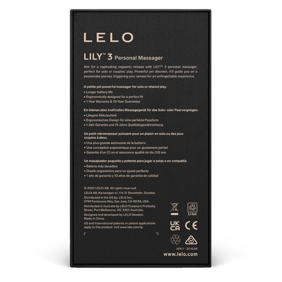 Lelo Lily 3 Personal Massager - Calm Lavender, Rechargeable, 10 Powerful Settings, Water Resistant