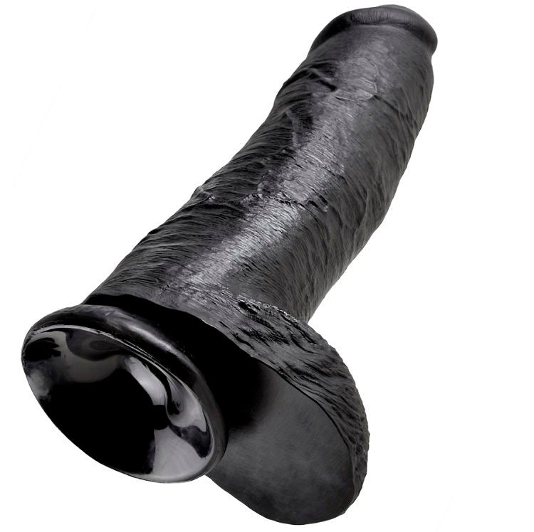 King Cock- Penis De 12" Negru Cu Bile 30.48 Cm