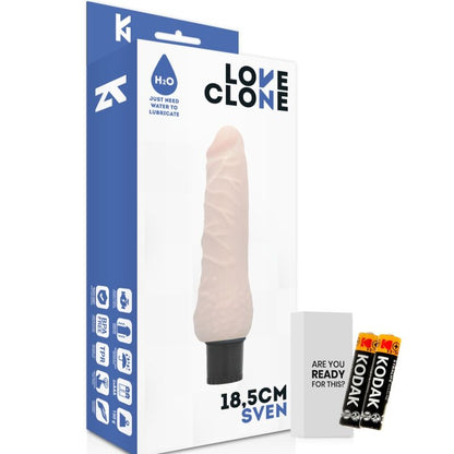 Loveclone - Realistic Self-Lubricating Vibrator, Soft Material, 18.5 x 3.6 cm, Water Resistant