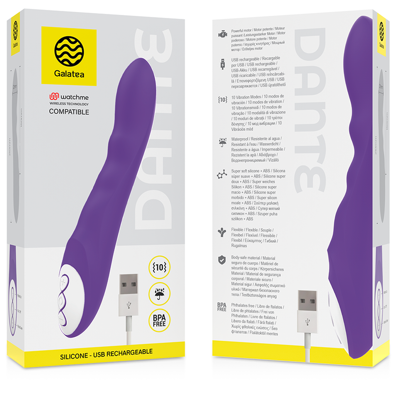 Galatea - Dante Lilac Vibrator with Watchme Technology (Dimensions: 21 cm, Water Resistant)