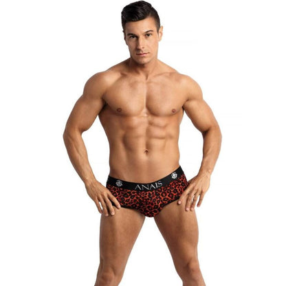 Anais Men - Tribal Jock Bikini S (Red Soft Microfiber Animal Print Bikini Bottoms)