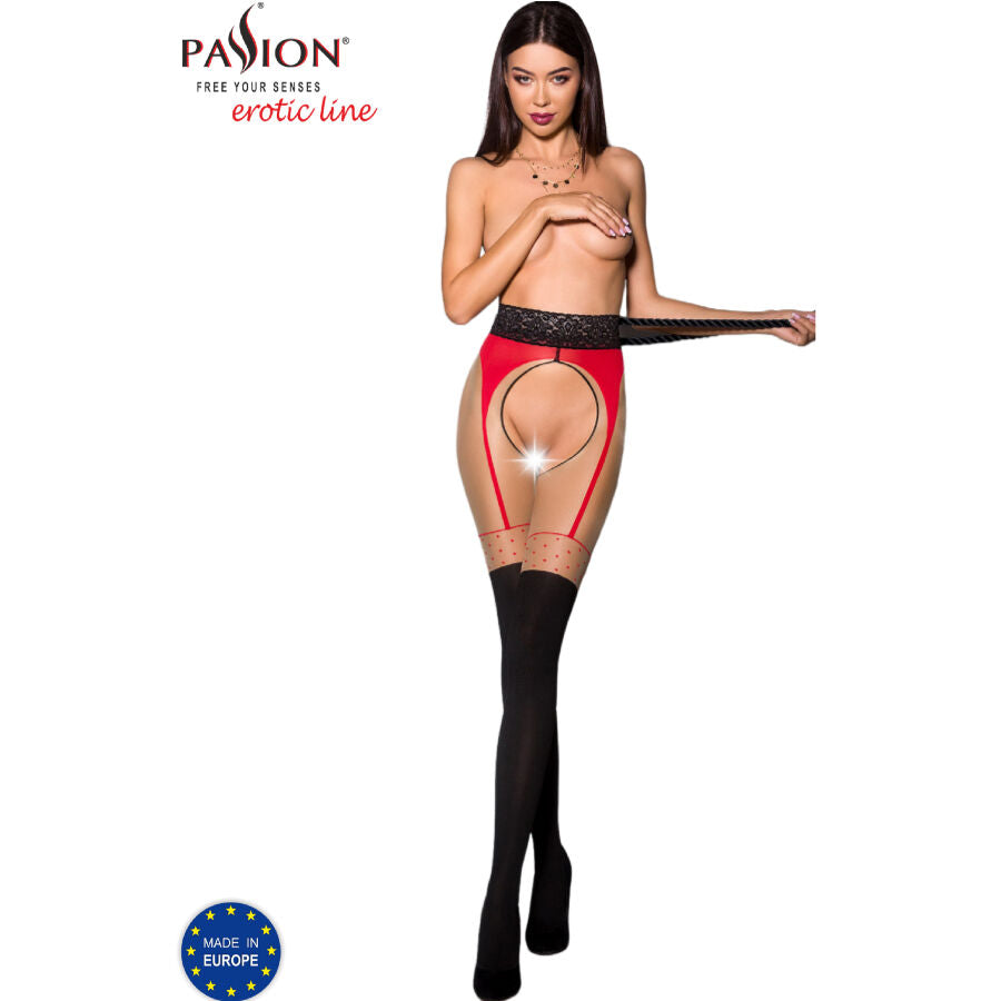 Passion Woman Garter &amp; Stock - Passionate Red Stockings 20/40 DEN, Size 1/2