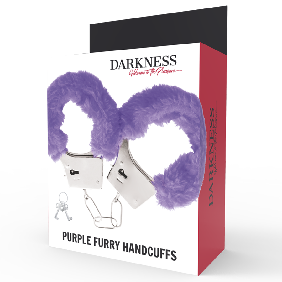 Darkness Bondage - Padded Metal Handcuffs with Chain and Lilac Keys