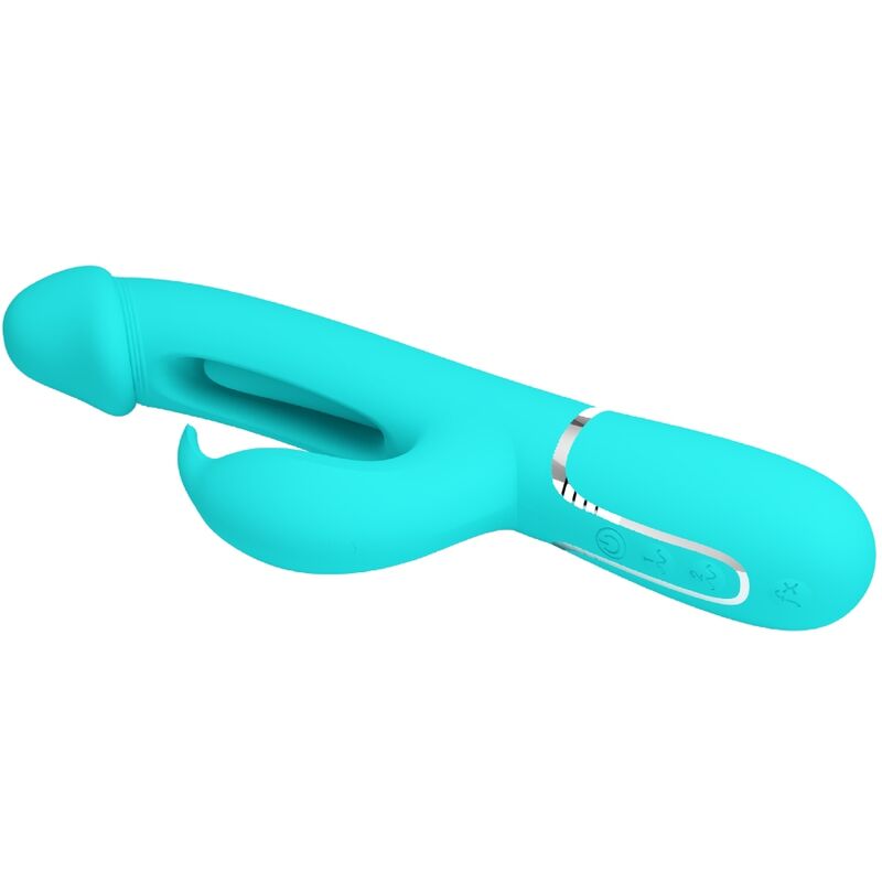 Pretty Love Flirtation- Kampas Rabbit 3 În 1 Vibrator Multifuncțional Cu Limbă Aqua Green