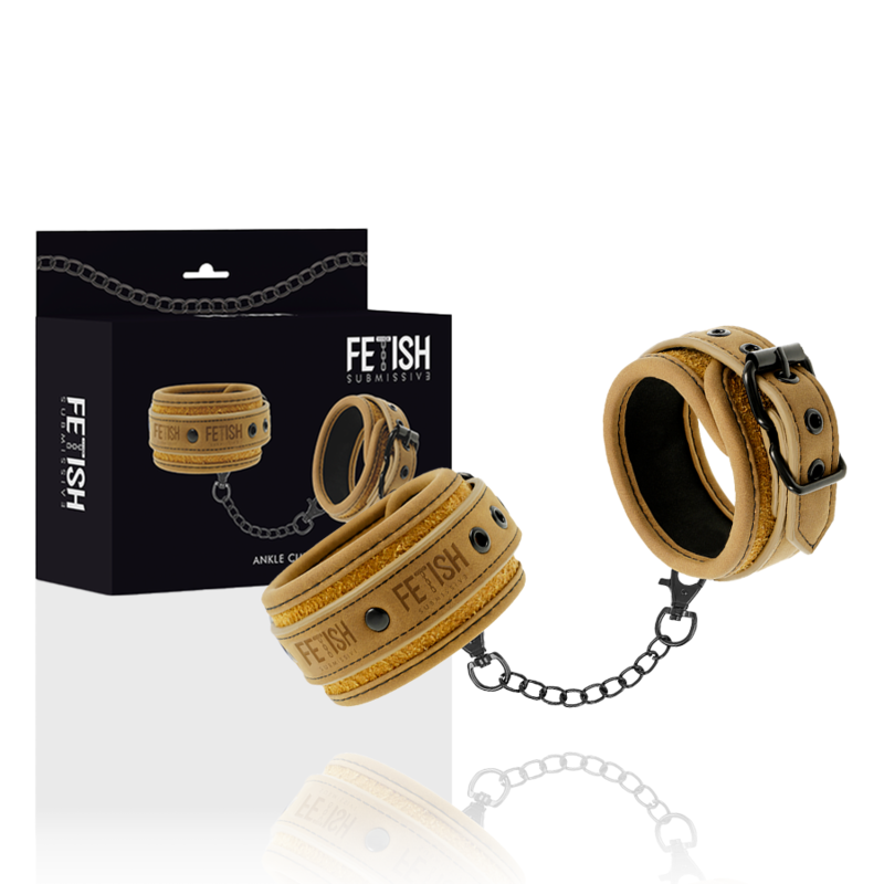 Fetish Submissive Origin - Vegan Leather Ankle Cuffs with Neoprene Lining and Nickel Free Metal