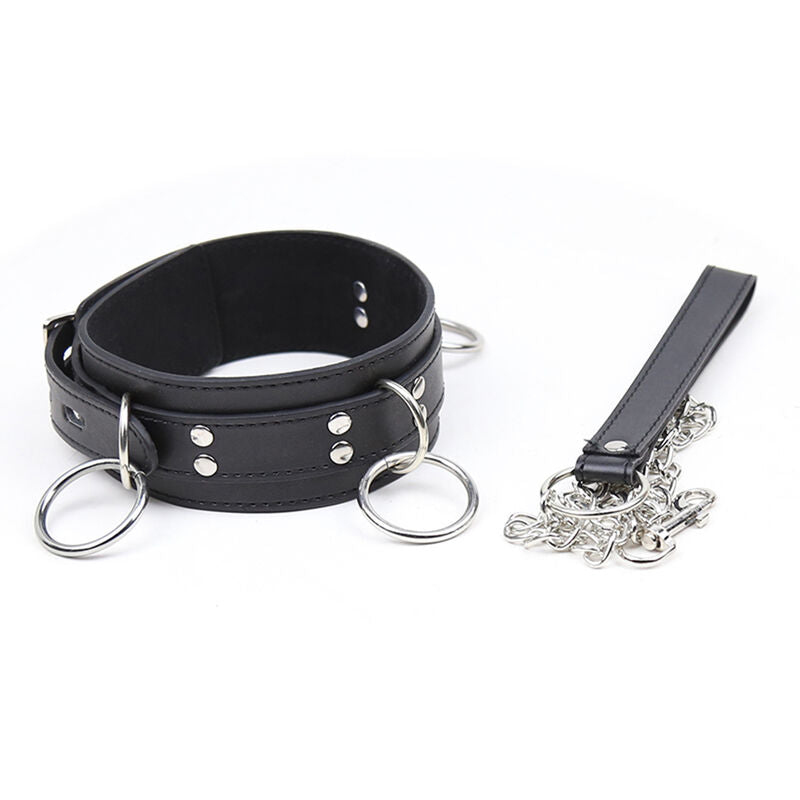 Ohmama Fetish - 3 Ring Submission Collar (Faux Leather, Adjustable)