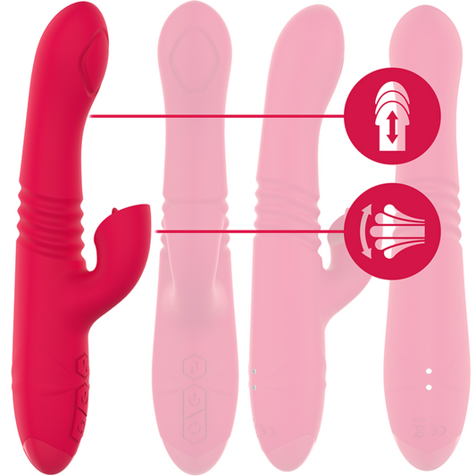 Intense Fun - Dua Rechargeable Multifunctional Vibrator With Up-Down Motion and Red Pulsations, Dimensions: 24cm total length, 4.4cm diameter (13cm insertable)