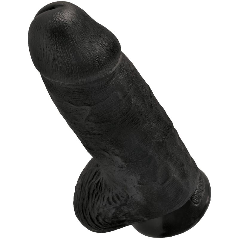 King Cock - Chubby Realistic Penis 23 Cm Black with Suction Cup, High Quality PVC