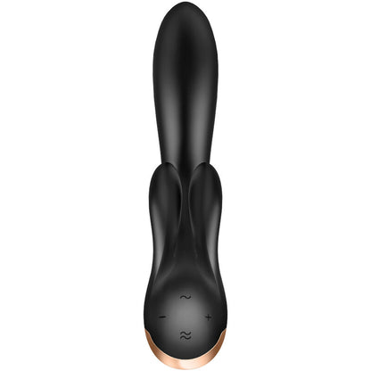 Satisfyer Double Flex Vibrator App - Triple Clitoral, G-Spot and Labia Stimulation, Black