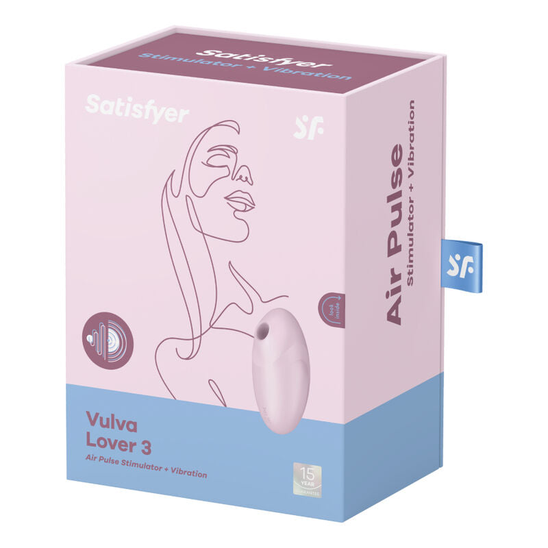 Satisfyer Air Pulse - Vulva Lover 3 Air Pulse Stimulator and Vibrator - Pink, Soft Silicone, Water Resistant (IPX7)