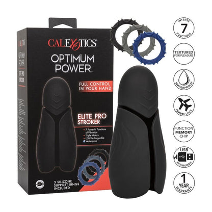 Calex - Elite Pro Stroker Masturbator, Dimensions: 15.25 cm x 6.25 cm, Vibration, Water Resistant, Material: Silicone, ABS Plastic, Aluminum, Rechargeable via USB