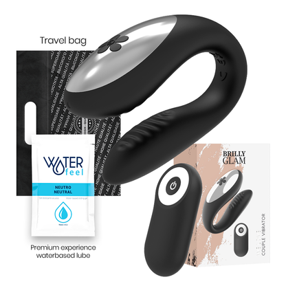 Brilly Glam - We Like It Vibrator For Partners Remote Control Black, 2 Powerful Motors, Rechargeable, Submersible IPX6, Dimensions: 200x35mm