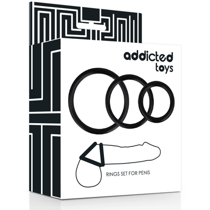 Addicted Toys Black Cock Ring Set - 3 Size Variation