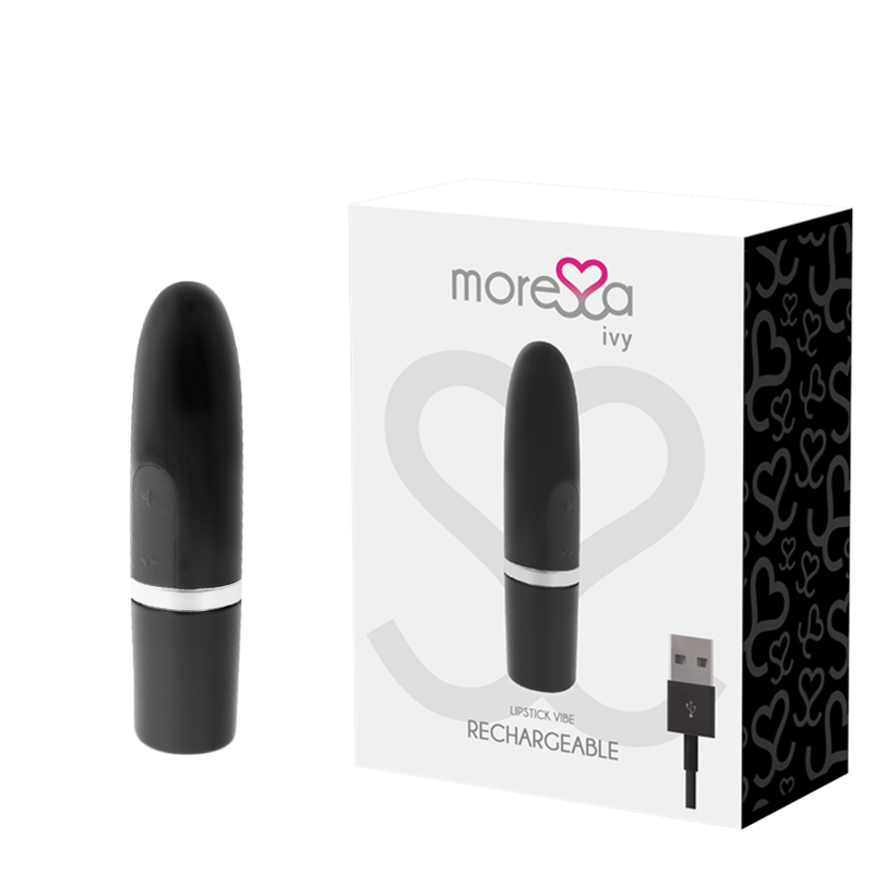 Moressa - Ivy Vibrator Black, 6 Vibration Modes, Rechargeable, Medical Silicone, Waterproof, Dimensions: 90 x 22mm