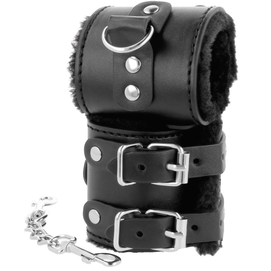 Darkness Bondage - Adjustable Black Leather Handcuffs with Padding