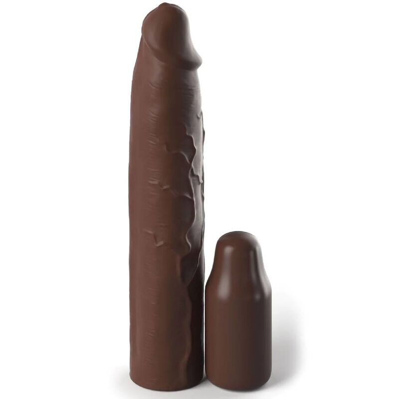 Fantasy X-Tensions 9" Penis Extender Sleeve + 3" Elite Silicone Butt Plug for Enhanced Performance - Color Brown