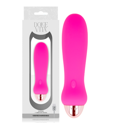 Dolce Vita - Five Pink Rechargeable Vibrator with 10 Vibration Modes, Soft Silicone, 12.4 cm Length