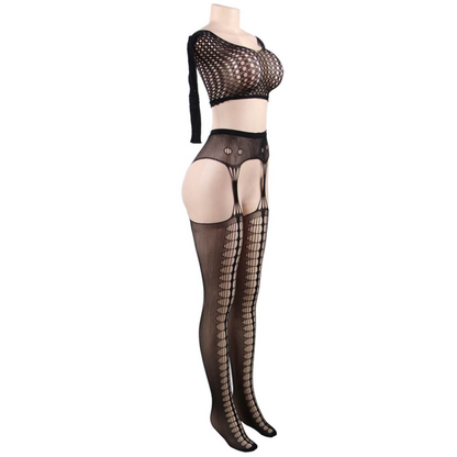 Queen Lingerie - Queen Lingerie Bodystocking Long Sleeve Top SL