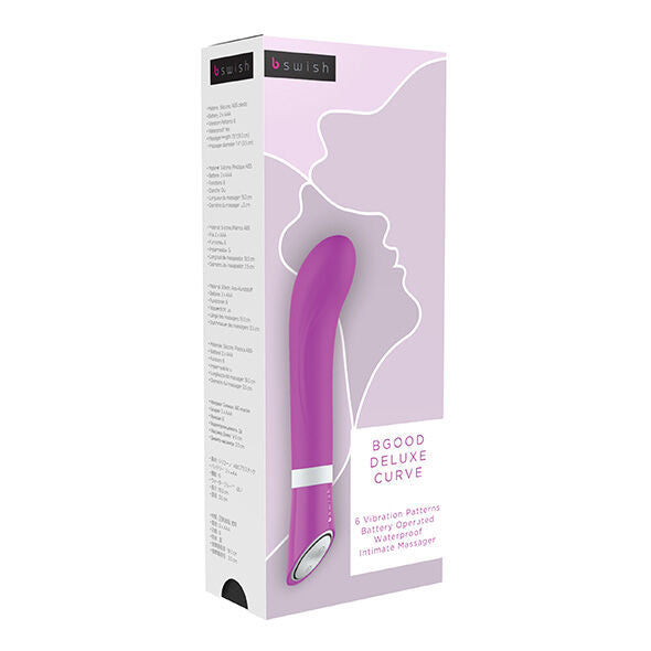 B Swish Bgood Deluxe Curve Purple - Luscious Curve Vibrator with 6 Functions, Dimensions 19.3 cm x 3.5 cm