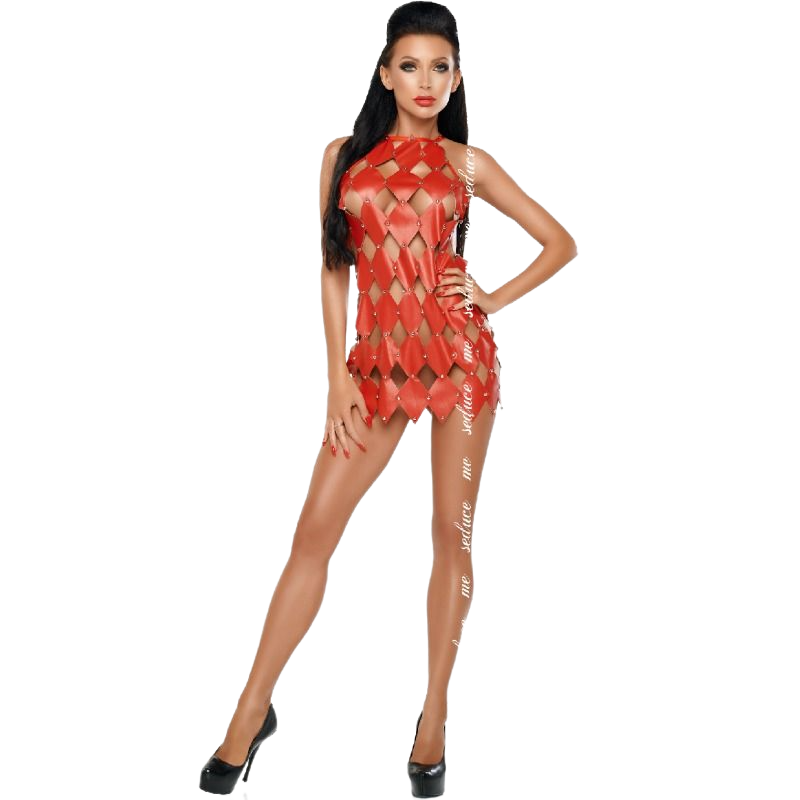 Me-Seduce Dresses - Checkerboard Style Red Gwen Open Back Dress, L/XL