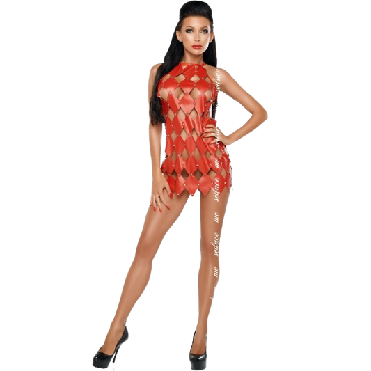 Me-Seduce Dresses - Checkerboard Style Red Gwen Open Back Dress, L/XL