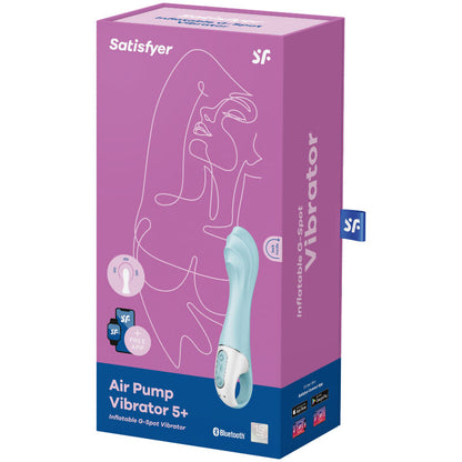 Satisfyer Connect - Air Pump Vibrator 5+ Inflatable G-Spot, Waterproof, 15 Years Warranty, Blue