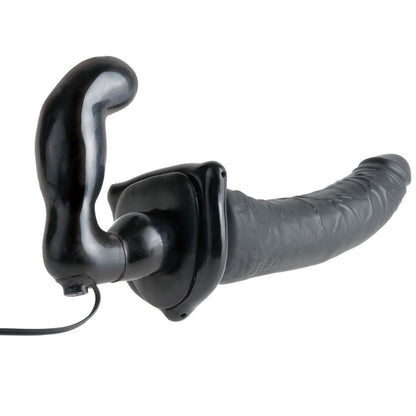 Fetish Fantasy Series Deluxe - Strap-On Double Dildo and Vibrator, 19cm x 5cm, with 12.7cm x 3.3cm Butt Plug