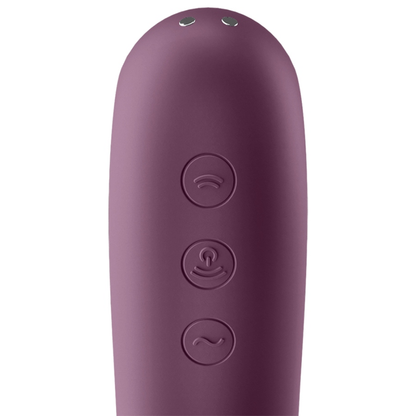 Satisfyer Dual Kiss Air Pulse Vibrator - Red, Soft Silicone, Water Resistant, 11 Intensities, 10 Vibration Settings, 5 Year Warranty