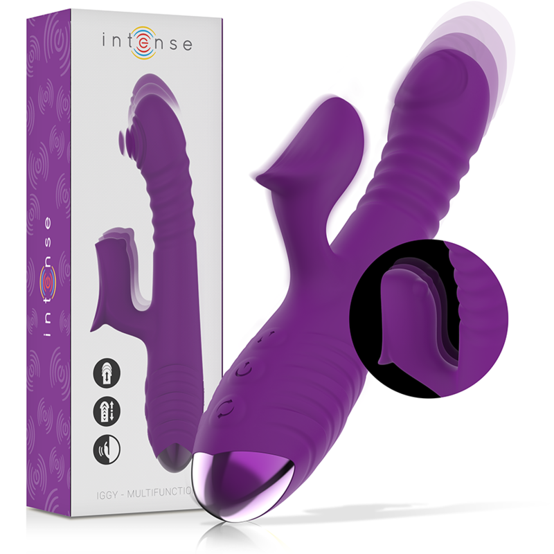 Intense Fun-Iggy Intens Vibrator Multifuncțional Reîncărcabil Up  Down Cu Stimulator Clitoridian Violet