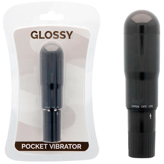 Glossy - Black Pocket Vibrator, RPM 17,500, Dimensions 107 x 25 mm, Water Resistant, Glossy