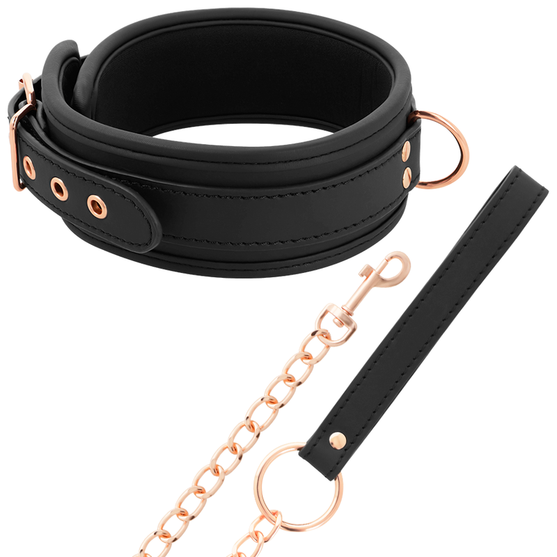 Coquette Chic Desire - Fantasy Necklace Made Of Vegan Leather With Strap And Neoprene Liner For BDSM