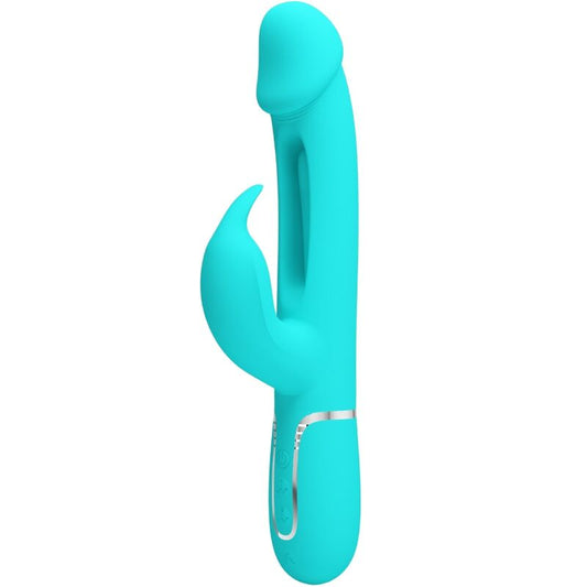 Pretty Love Flirtation- Kampas Rabbit 3 În 1 Vibrator Multifuncțional Cu Limbă Aqua Green