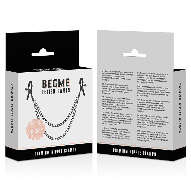 Begme Red Edition - Unisex Stainless Steel Nickel Free Chain Nipple Clamps