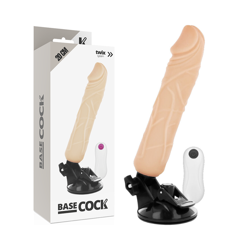 Basecock - Realistic Vibrator With Flesh Remote Control 20 cm, 12 Vibration Modes, Silky TPE Material, Free Falatos