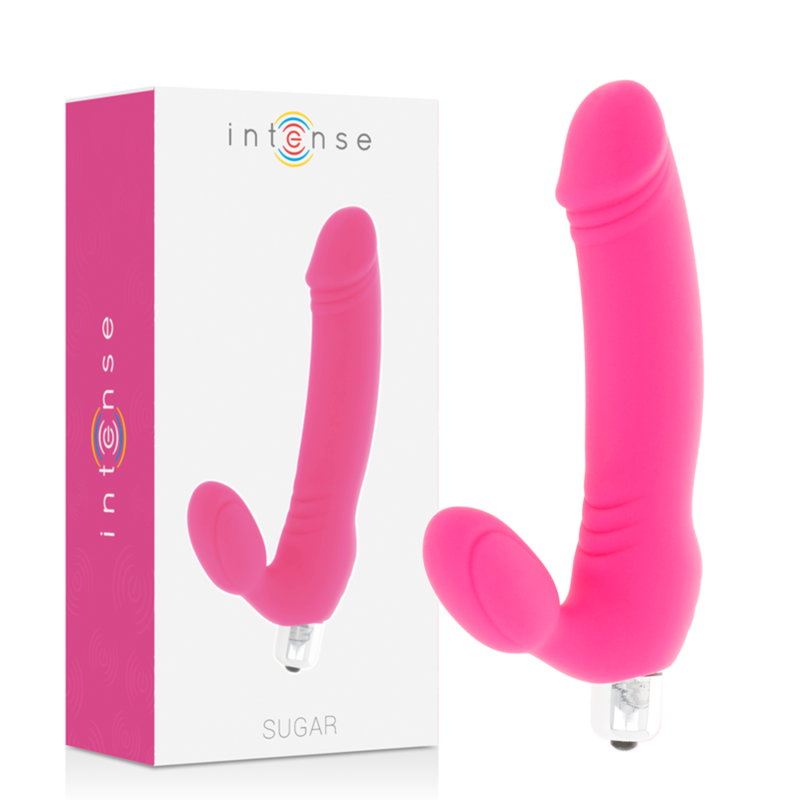 Intense Fun - Intense Sugar, Hot Pink Silicone Vibrator Dildo, Waterproof, Seven Speeds, Ergonomic