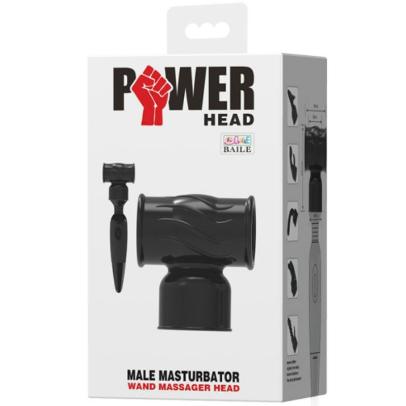 Baile Powerhead - Massage Head With Interchangeable Wand For Penis Stimulation, High Quality TPR Material, Color Black