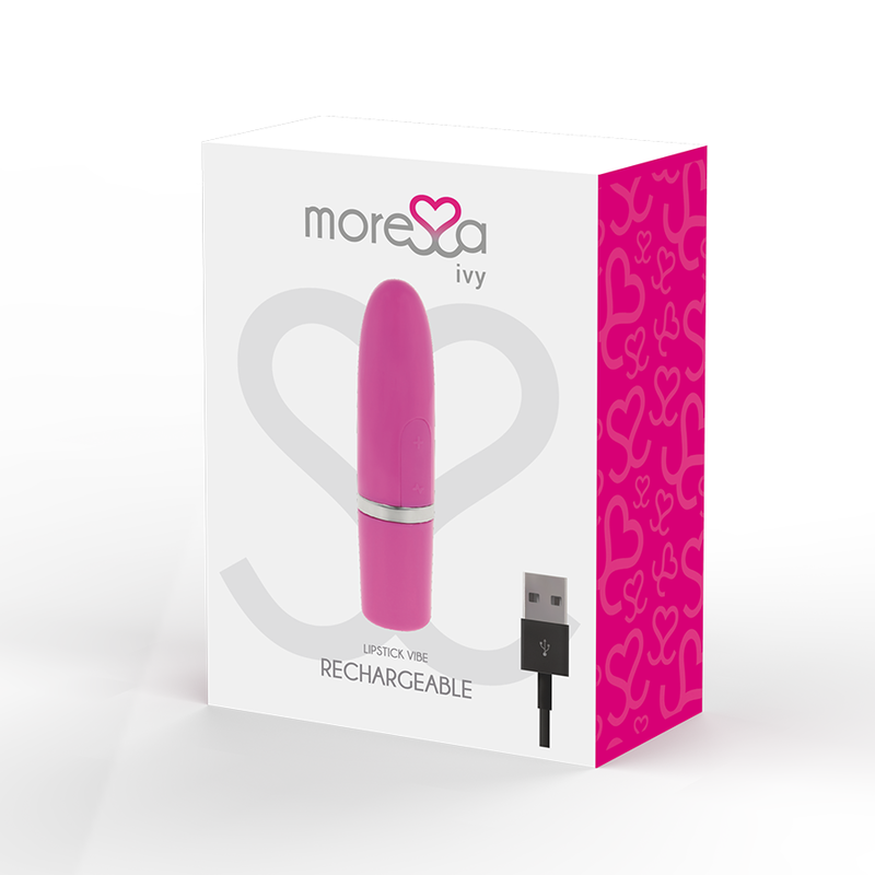 Moressa - Ivy Pink Vibrator, 6 Vibration Modes, Rechargeable, Medical Silicone, Waterproof, Dimensions: 90 x 22mm