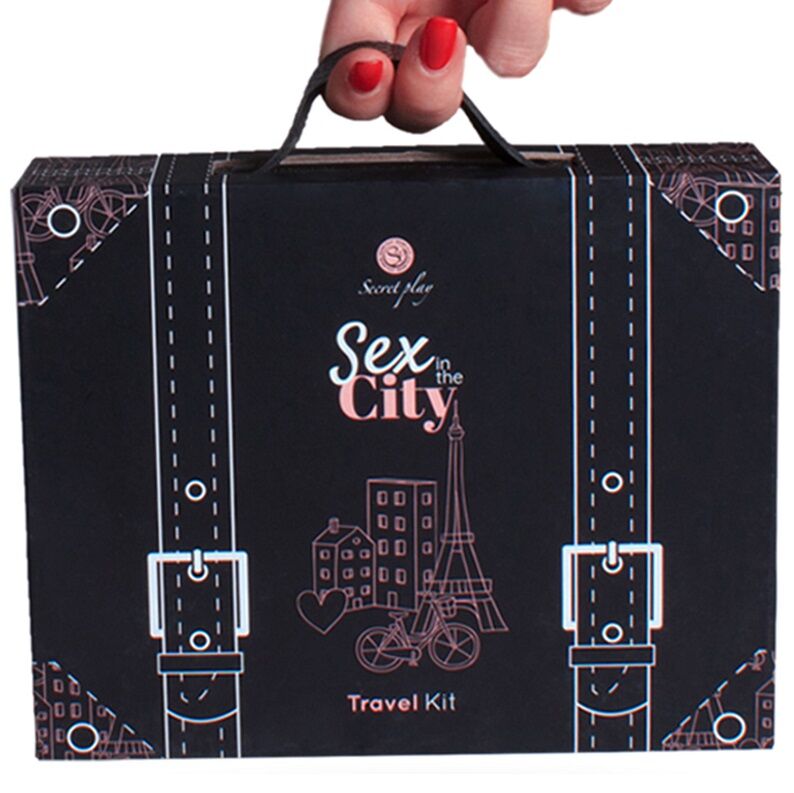 Secretplay 100% Games - Sex In The City Travel Set with 40 Task Cards, Vibrator, Kamasutra Dice and Intimate Accessories