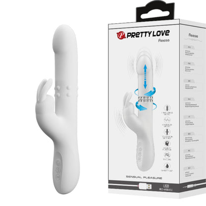 Pretty Love Flirtation - Reese Rotating Vibrator with Vibration, Rotation and Thrust, ABS Silicone, Crystal Color, USB Rechargeable