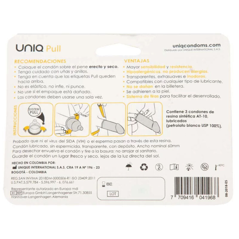 Uniq - Latex Free Condoms Set With Drawstrings, 3 Pieces