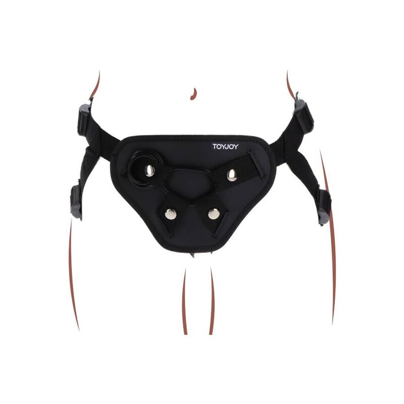 Get Real - Strap-On Deluxe Harness Black, Soft Adjustable Harness With 3 Silicone Rings