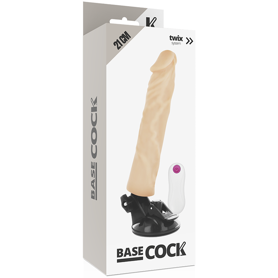 Basecock - Realistic Vibrator With Flesh Remote Control 21 cm, 12 Vibration Modes, Silky TPE Material, Free Falatos